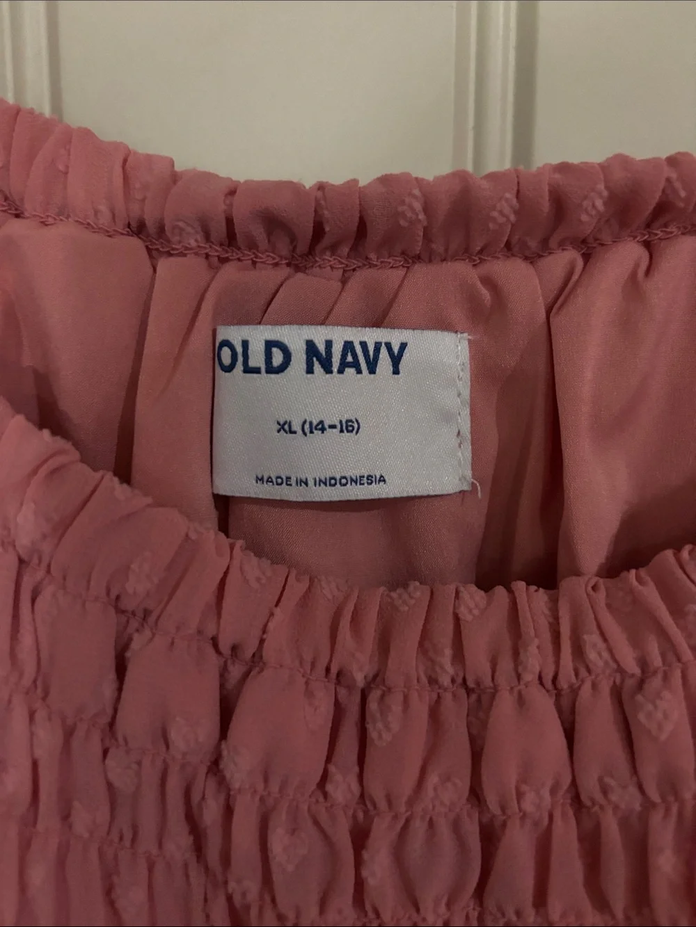 Old Navy Pink Smocked Puff Sleeve Dress